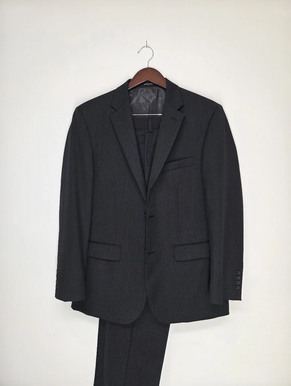 Pronto Uomo Platinum 40R 34W Charcoal Gray 2pc Suit 100% Wool Notch Lapel